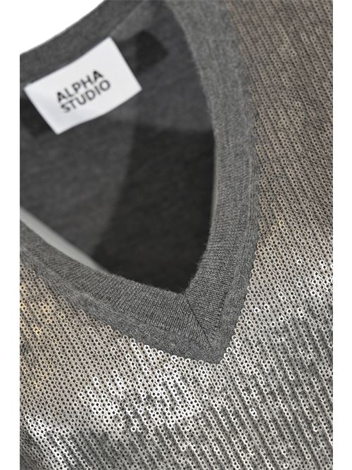 Maglia in lana con spalmatura silver Alpha studio | AD-4470F2005